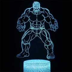 Luminária 3D em placa acrílica super heróis da Marvel Os Vingadores com cabo USB e controle remoto com opção de 16 cores