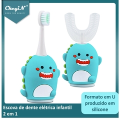 Escova de dente infantil elétrica 2 em 1