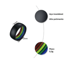 Aliança pride confeccionada em aço inoxidável de alta qualidade.