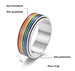 Aliança pride ourgulho gay aço inoxidável 316L de ótima qualidade, não desbota nem descasca.