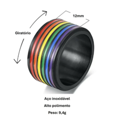 Aliança pride ourgulho gay aço inoxidável 316L de ótima qualidade, não desbota nem descasca.