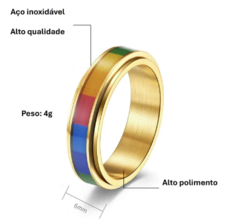 Aliança pride ourgulho gay aço inoxidável 316L de ótima qualidade, não desbota nem descasca.