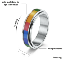 Aliança pride ourgulho gay aço inoxidável 316L de ótima qualidade, não desbota nem descasca.