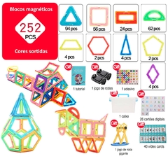 Blocos de montar magnéticos em 3D, material atóxico com cores vibrantes