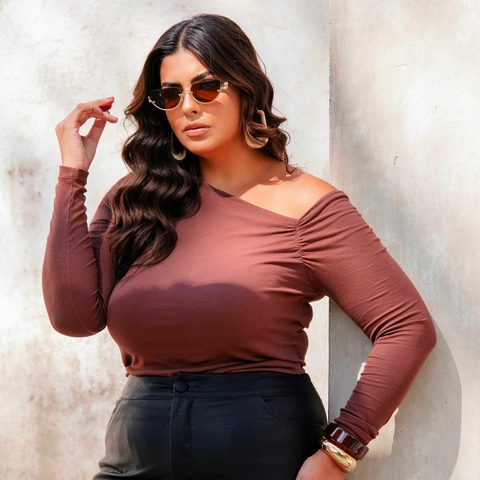 BLUSA ASSIMÉTRICA MANGA LONGA - GG (46) - comprar online