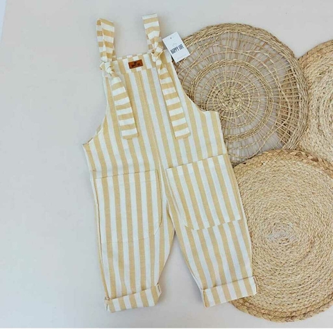 Jardinero de lino rayado