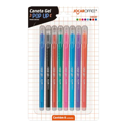 CANETA GEL POP-UP 0.55 COLORIDA - BLISTER C/ 8 UNID. JOCAR OFFICE - comprar online