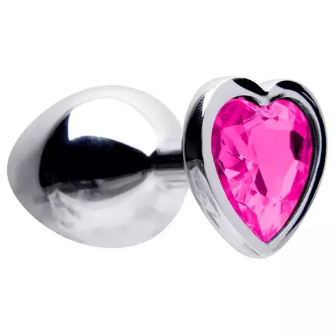 Plug Anal de Luxo em Alumínio Formato Coração - Tamanho M - Cor Pink