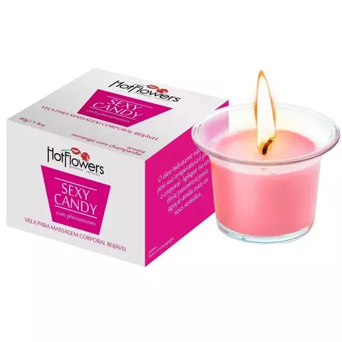 Vela Beijável Sexy Candy Morango c/ Champanhe 40g