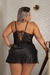 CAMISOLA SEXY COM DETALHE EM FITA DE CETIM PLUS SIZE /PRETO - comprar online