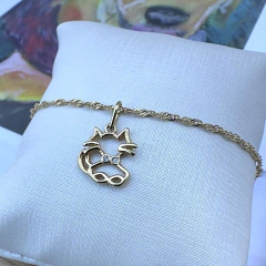 Pulseira Pingente Gatinho Vazado - Banho de ouro 18 - comprar online