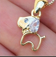 Pingente cachorrinho gota zircônia - ouro - 4patassemijoias