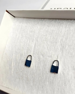 Aros de plata 925 mini candado pasante - comprar online