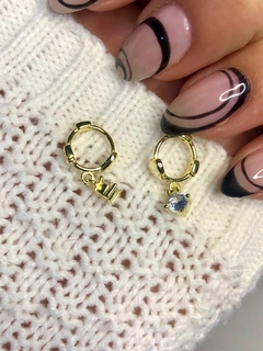 Aros Huggies de plata 925 gold con cubics