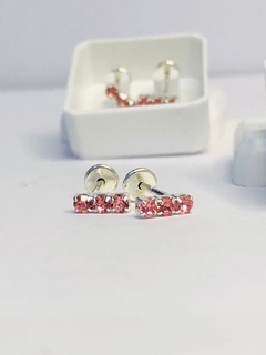 Aros Abridores De Plata Con Cubics Rosa
