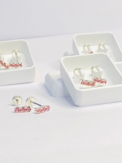 Aros Abridores De Plata Con Cubics Rosa en internet