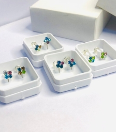 Aros Abridores De Plata Cuatro Cubics Multicolor en internet