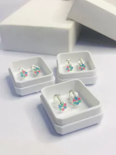 Aros De Plata Abridores Flor Esmaltada