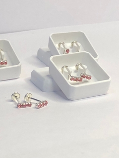 Aros Abridores De Plata Con Cubics Rosa - comprar online