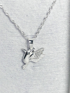 Collar de plata 925 colibrí con micropave
