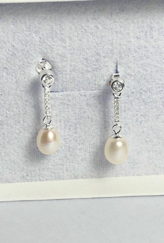Aros de plata 925 pasantes con símil perla , cubics y micropave colgante - comprar online