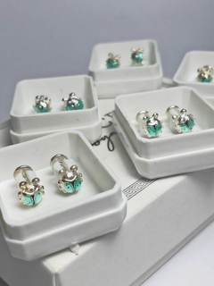 Aros abridores de plata vaquita de san Antonio verde - comprar online