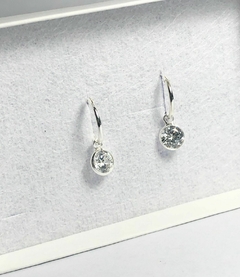 Aros argollitas de plata 925 punto de luz cristal