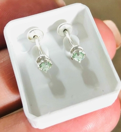 Aros abridores de plata con cubics verde agua