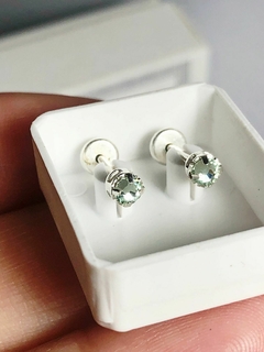 Aros abridores de plata con cubics verde agua - comprar online