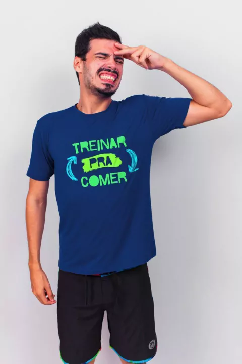 Camiseta Masculina [Treinar Pra Comer] - Modelo Tradicional