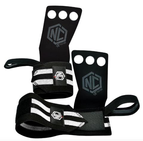 Grip Três Furos com Munhequeira NC Extreme - Preto/Branco