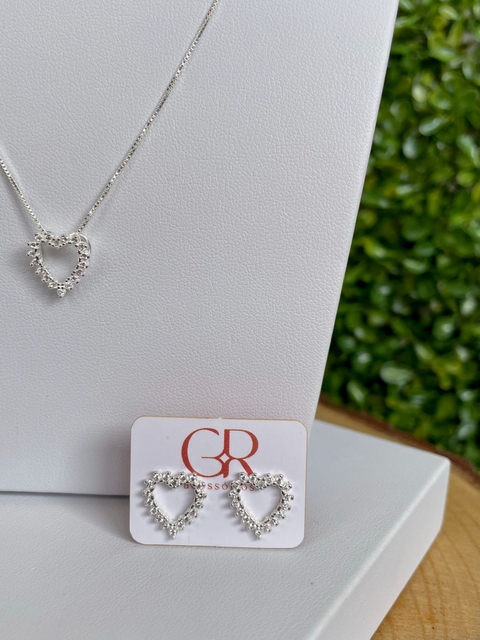 Conjunto Coração Prata