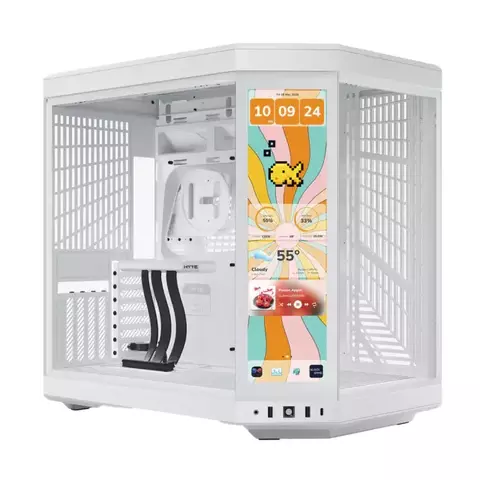 Gabinete Gamer Hyte Y70 Touch Infinite Pitch Snow C/ Lcd Touch 14.5'' 2.5k Integrada C/ Cabo Riser Usb Type-C Vidro Temperedo Mid Tower - CS-HYTE-Y70T