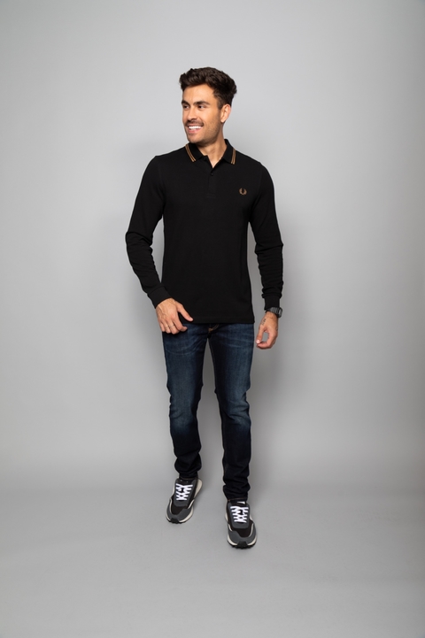 POLO MANGA LONGA FRED PERRY LS TWIN TIPPED - BLACK