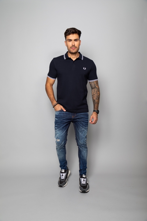 POLO FRED PERRY TWIN TIPPED OERRY - AZUL MARINHO