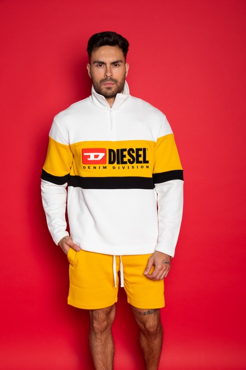 BLUSA DIESEL MEIO ZIPER S-SAINT-DIVISION FELPA - OFF WHITE