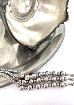 Pulsera con 3 cadenas de eslabones "Rolo" y dijes Bolitas (Acero Quirúrgico) - Roma bijouterie