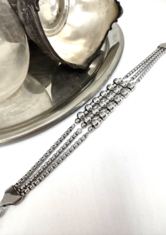 Pulsera con 3 cadenas de eslabones "Rolo" y dijes Bolitas (Acero Quirúrgico) en internet