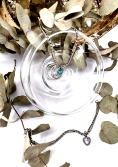 Pulsera con Dije Corazón en Piedra reconstituida (Acero Quirúrgico) - comprar online