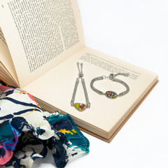 Imagen de Pulsera con dije Murano y cierre deslizable (Acero Quirúrgico)