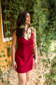 Vestido Dália - vinho curto - loja online