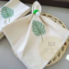 Guardanapo Bege Bordado - Costela-de-Adão - Kit 6 unidades