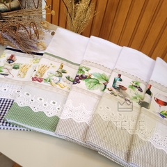 Panos de Prato Barrado Digital - Coleção Vinhos e Uvas - 5 unidades - comprar online