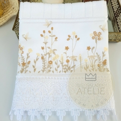 Toalha De Lavabo Branca - Flores do Campo bege - comprar online