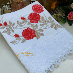 Toalha De Lavabo Rosas - Vermelha
