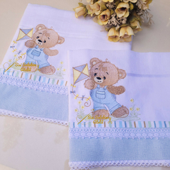 Kit Fralda de Ombro e Boca Ursinho Fofo azul- Personalizável - comprar online
