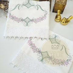 Kit Toalhas Banho e Rosto Branca Mold Lavanda Personalizável - comprar online