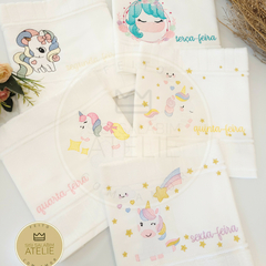 Kit Semaninha Toalhas para Lanche Unicórnio - Personalizável - sisisalabimatelie