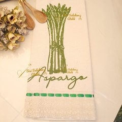 Pano de Prato Alimentos (Estampado) Sacaria cru Aspargo 2