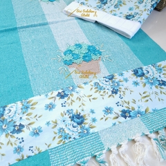Kit Toalhas de Rosto branca e Tapete de tear verde Flor verde - comprar online
